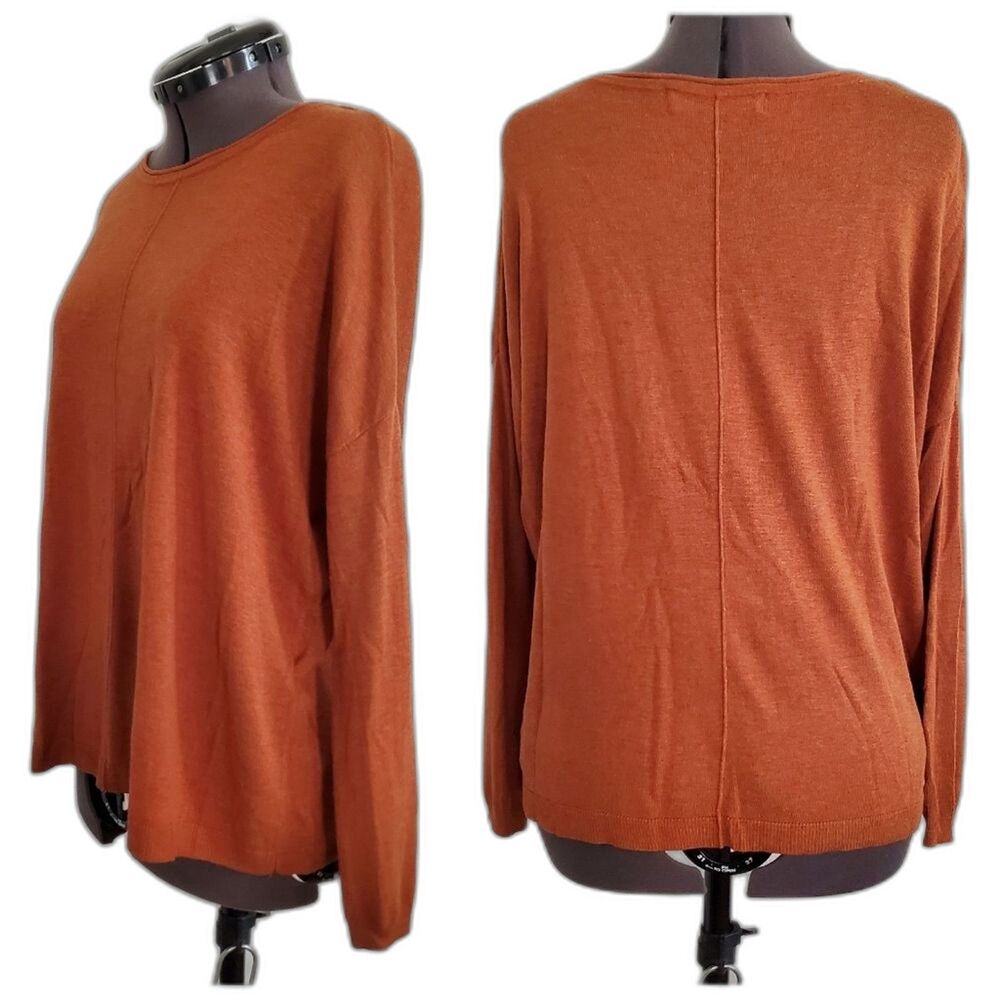 Vero Moda Women's Sweater XS Burnt Orange Knit Oversized Relaxed Long Sleeve